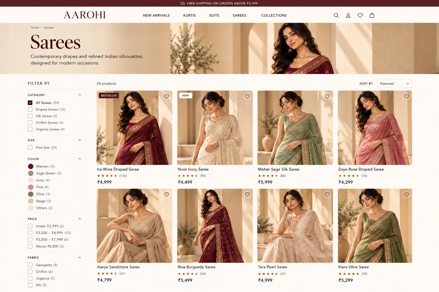 AAROHI concept boutique collection page